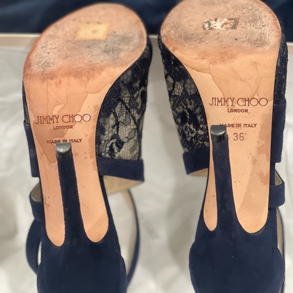 Jimmy Choo Vantage Suede Lace Navy Heels size 6 - Picture 10 of 10